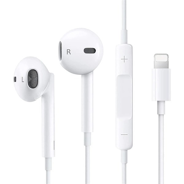 Hørlurar for iPhone 11, Hörlurar for iPhone 12, HiFi Stereo Wired brusreducerende hørelurer med innebygd mikrofon og volymkontroll, Kompatibel med iPho