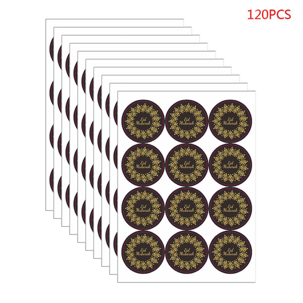 10 ark 120 st Ramadan-klistermärken Presentförpackning Etiketter Papperspåse Förseglingsdekaler Ramadan-dekoration Stil 1
