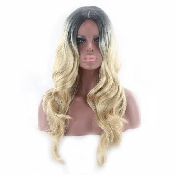 Paryk Sort, grå, blond inkl. paryknet & hårkam