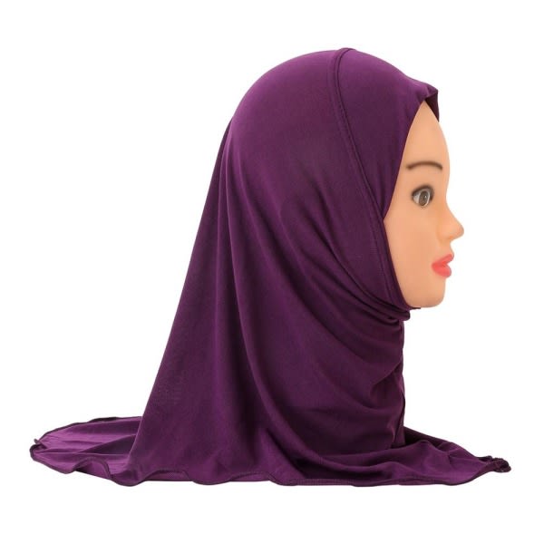 Muslimsk Hijab islamsk skjerfsjal til barn MÖRKLILA mørk lilla dark purple