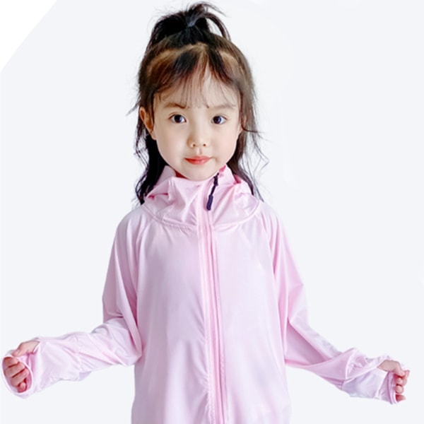 Lasten aurinkosuojahuppari hengittävä jääsilkki pitkähihainen lasten UV-suojavaatetus tytöille vaaleanpunainen