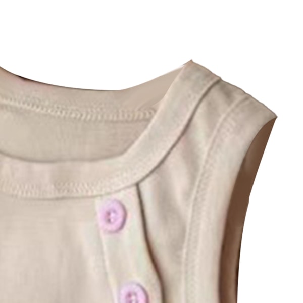 Lasten tyttöjen pyöreäkaula-paita kesän casual muodikas napillinen hihaton paitapusero juhliin, pinkki 100