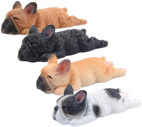 4-pack 3D Kylskåpsmagnet Fransk Sovande Bulldog