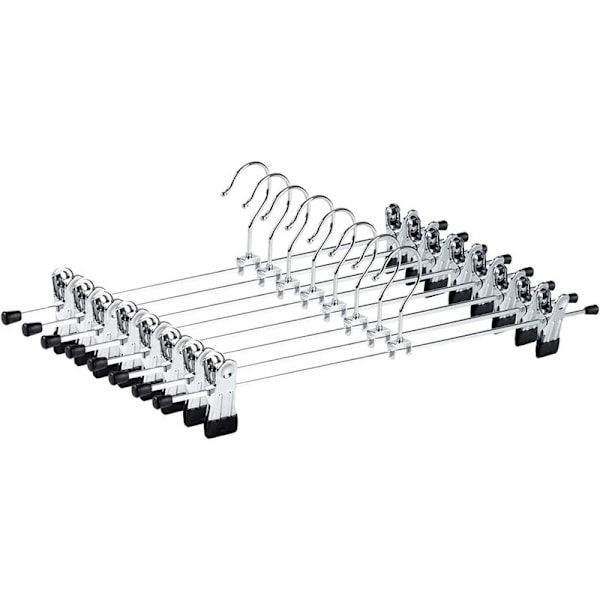 Set med 10 krom metall byxgalgar 30 cm, för byxor, kjolar, strumpor, underkläder, halkfri klädhängare med klämmor