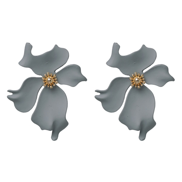 Delikat legering kvinder øreringe blomst form vedhæng øreringe fest bryllup smykker gave grå