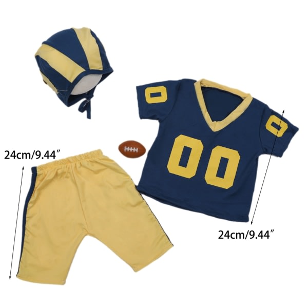 Nyfödd Amerikank Fotboll Kostym Fotografi Kläder Rugby Uniform T-paita Hatt Byxor Photoshoot Rekvisita Baby Photo Kostym