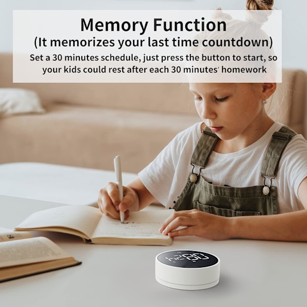 Digital nedtellingstimer med stor LED-skjerm, justerbar volum og lysstyrke, perfekt for lekser i klasserommet