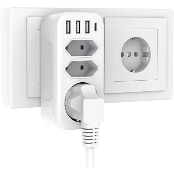 USB-uttag, 7-i-1 uttagsadapter (Vit)