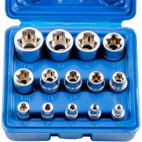Sett med 14 Torx hunnpiper E4-E24 E-Torx sekskant.pa
