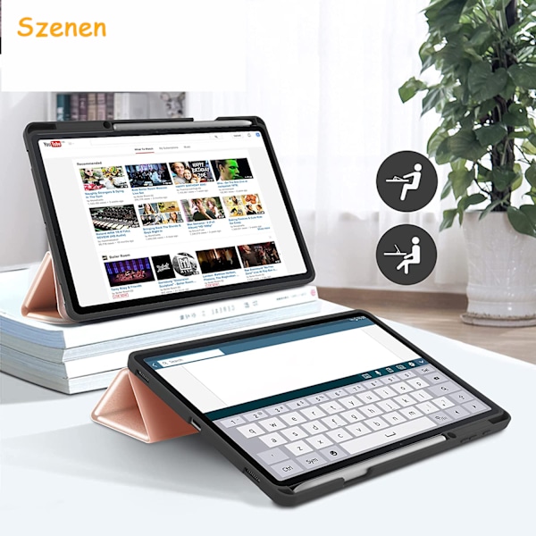 Fodral kompatibelt med Samsung Galaxy Tab S7 FE 12.4 5G/ S8+ Plus 5G 2022/ S7+ Plus 12.4 - Ultratunt med stativfunktion Slim PU-läder Passform
