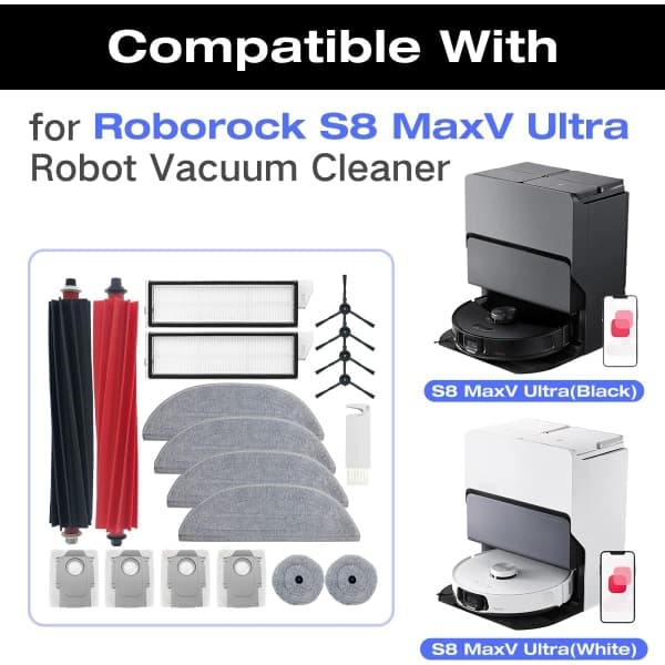 Tillbehörssats för Roborock S8 MaxV Ultra, 19 delar