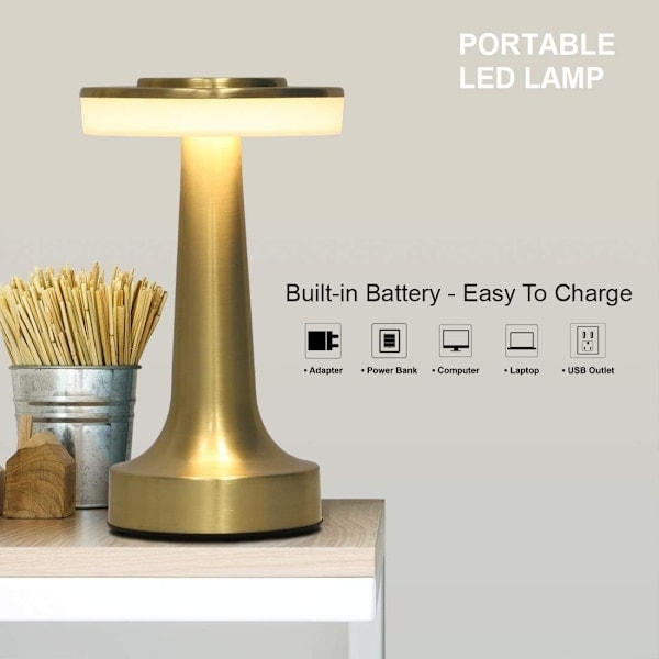 1 st Gold Portable LED Desk Lamp with Touch Sensor, 3 Brightness Levels