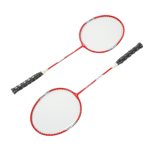 2 stk badmintonracket ferrolegering integrert primær badmintonracket med nylonhåndtak rød