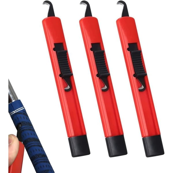 Golfklubbomgripende kit Golfgrepborttagningsverktøy Dubbelsidig selvhevende borttagningsverktøy for reparasjon av golfdrivare, kilar (3st, röd)