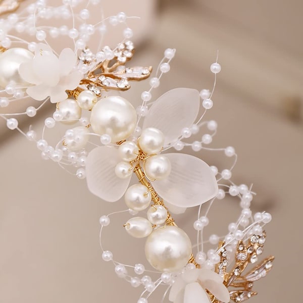 Pärlblommig Bröllopshårbit Kristallhårband Bröllop
