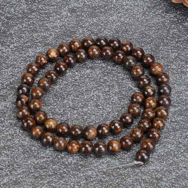 Naturlig bronssten runda pärlor DIY smycken Armbandstillbehör Tillbehör 6mm 62st pärlor