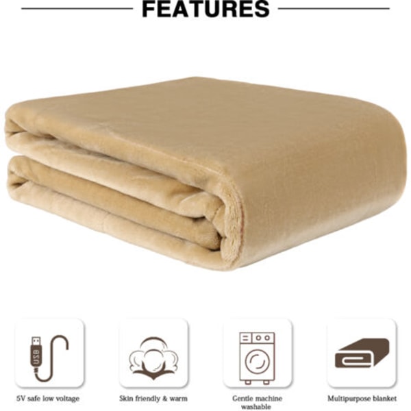 USB-varmeteppe for enkelt kontorbruk, elektrisk teppe for ben, smart teppe med konstant temperatur, beige.pa
