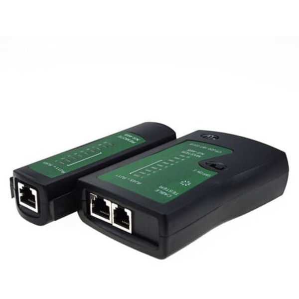 1 stk. Svart Nettverkskabeltester RJ11 RJ12 RJ45 Nettverkskabeltester ISDN Kabeltester Patch.pa