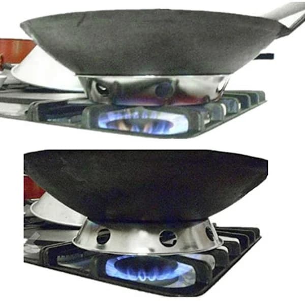 Wokring i rostfritt stål, vändbart stabilt stöd för hemkök, restaurang, 26 cm
