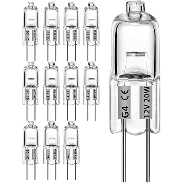 G4 halogenlampor 20W 12V - Varmvita - 12 st 20W