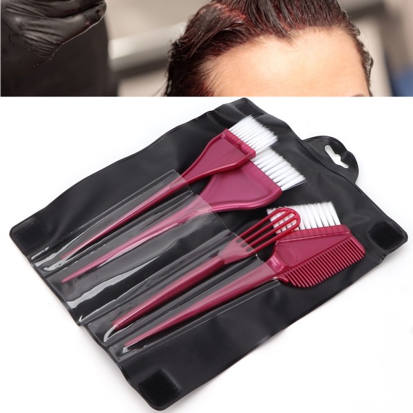 Set Ammattimainen hiustenvärjäys-värjäysharja-applikaattori säilytyspussillaWine Red