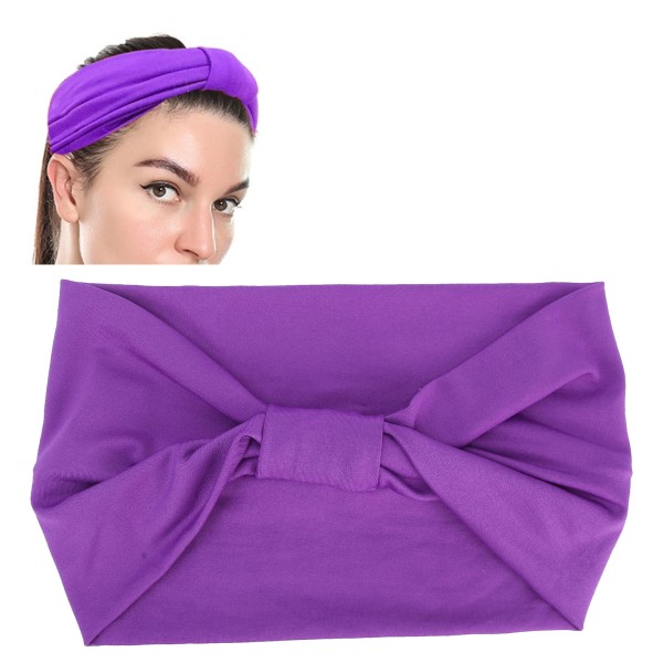 Cloth Cross Twist Hårbånd Knot Non-Slip stretchy pannebånd Tilbehør til kvinners hårbånd (lilla)