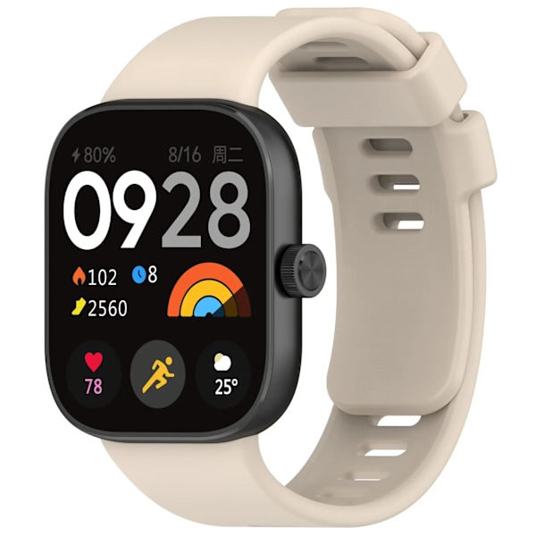 Silikoninen ranneke Redmi Watch 4:lle - Tarvike, Vaihto, Älykello Ranneke, Pehmeä Urheiluranneke, Correa Mi Watch 4 Ranneke, Beige