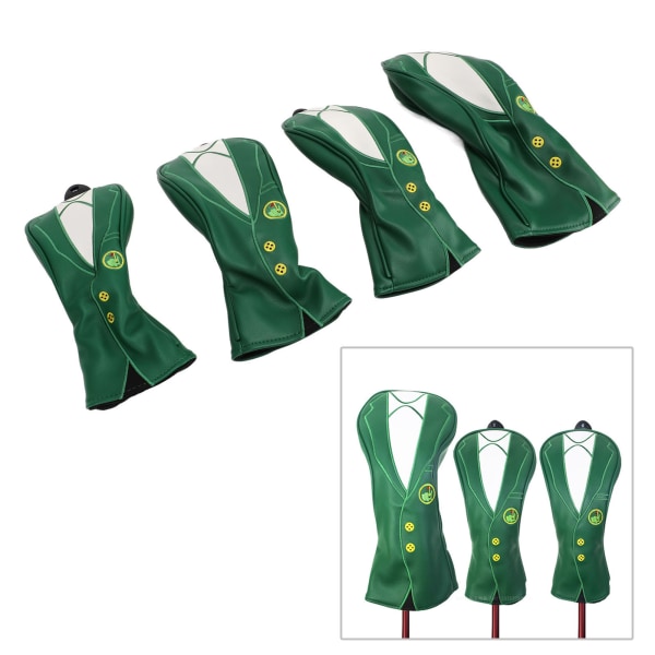 4 kpl golfpään cover set Wood Club vedenpitävä PU tarvikkeet Vihreä takkikuvio paksutettu pehmo