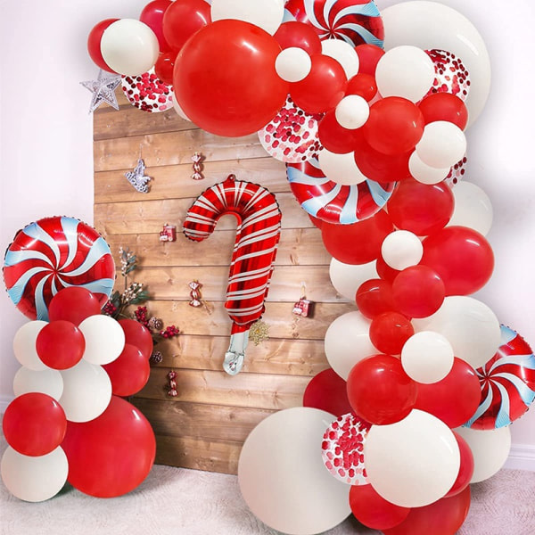 Christmas Balloon Garland Arch Kit, Vit Röd Grön Guld Konfetti