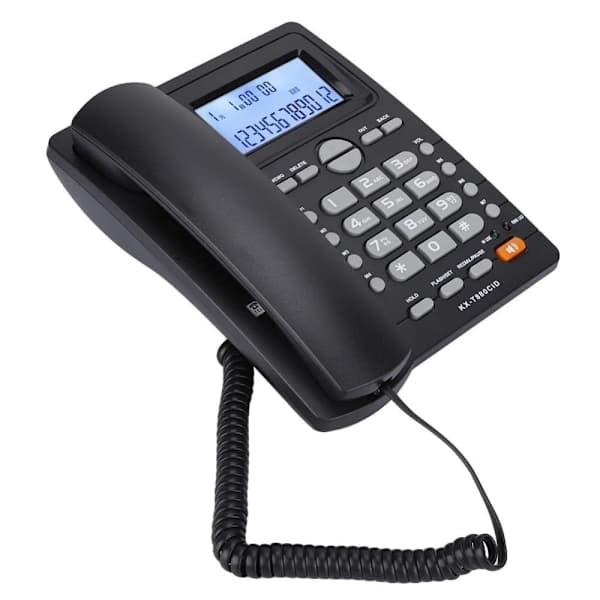 Fastnettelefon, store knapper, højttalerfunktion, hvid, 22x22,5x7cm