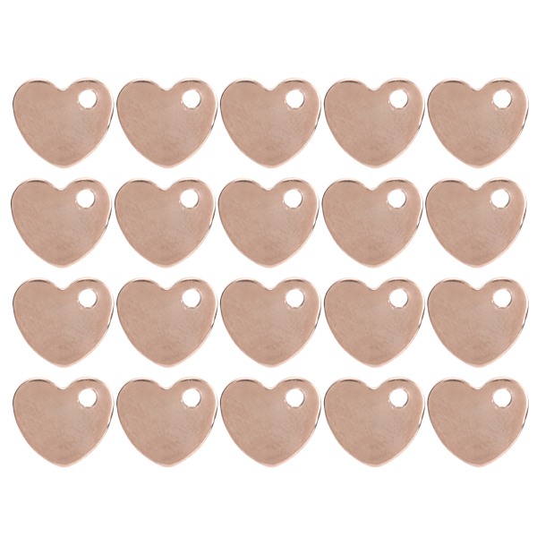 20 stk DIY hjerteformet anheng i rustfritt stål med tilbehør til å lage smykker (rosegull 9 x 10 mm)