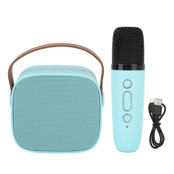 Mini karaokemaskin med trådløs mikrofon Bærbar Bluetooth-høyttaler for barn, voksne Blå