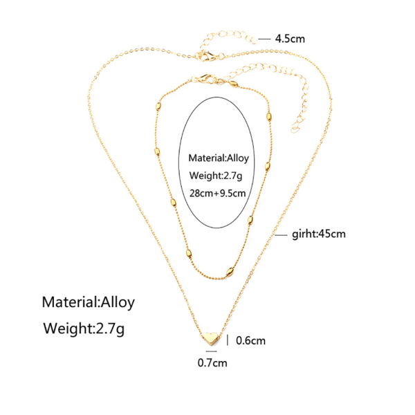 Muodikas tyylikäs sydänriipus kaulakoru kaulaketju korujen lisävaruste sisustuslahja (kulta)