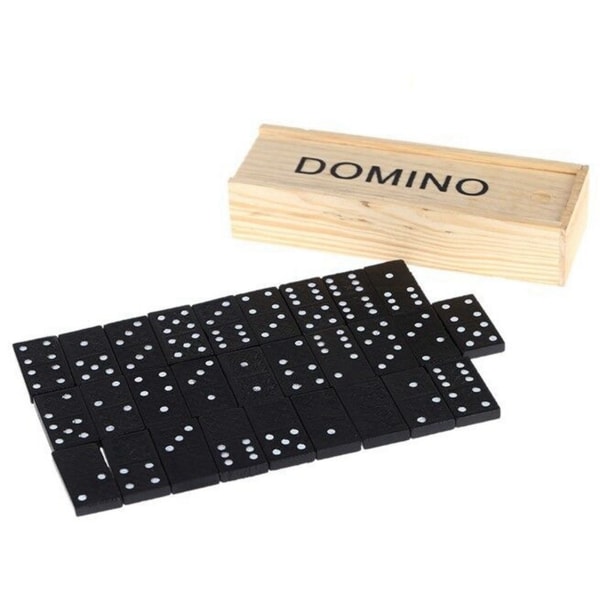 28 kpl Musta Domino Set Hienokiillottava Puu Domino Pelimatka Dominot Camping Domino