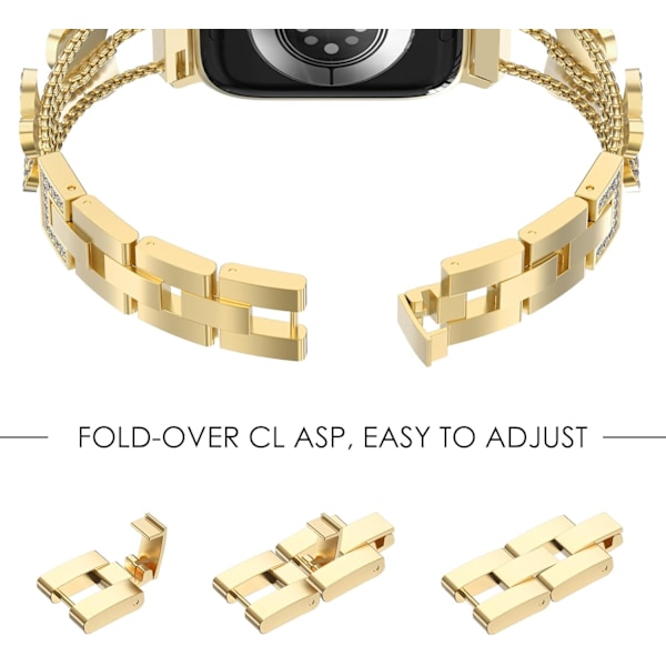 Armbånd kompatibelt med Apple Watch til kvinder, glitrende sommerfugl, fashion metal bling rustfrit stål lænkearmbånd erstatningsrem Gold Gold 38/40/41mm