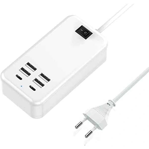 USB-C, 6-porters USB-lader, 2 USB-C-porter + 4 USB-A-porter, multi-U