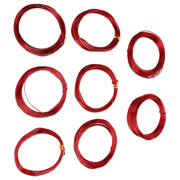 8 ruller 0,6?3 mm gjør-det-selv-smykker perletråd Aluminium håndverkstråd for smykkefremstilling rød