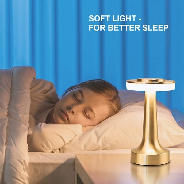1 st Gold Portable LED Desk Lamp with Touch Sensor, 3 Brightness Levels