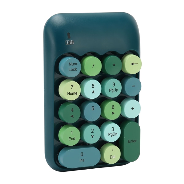 2,4 GHz trådløst numerisk tastatur 18 taster retrofarge runde tastaturer Mini talltastatur med USB-mottaker for bærbar datamaskin Mørkegrønn farge