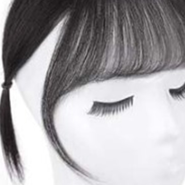 Clip in Bangs 3D tyndt lige pandehår Hårstykkeforlængelse til kvinder piger næsten ansigtsform