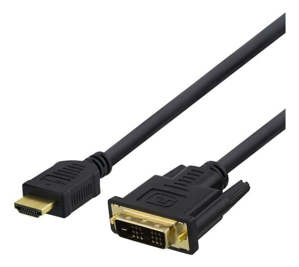 DELTACO HDMI til DVI-kabel, 1m, Full HD, sort