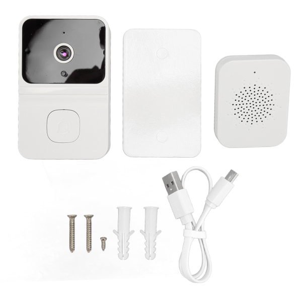 Smart trådlös fjärrkontroll Videodörrklocka WiFi-kamera Intercom-dörrklocka med rörelsedetektion Night Vision Ringsignal för inomhusbruk Vit
