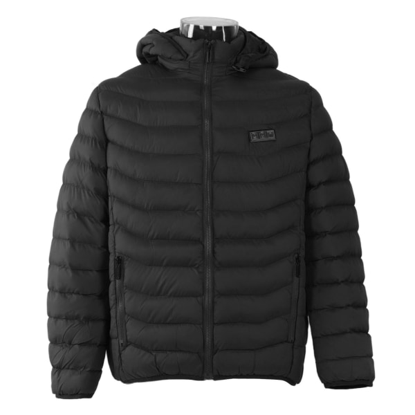 11 Areas Lämmitetty takki Ulkokäyttöön USB Sähkölämmitys Takit Warm Sprots Thermal Coat Vaatteet Lämmitettävä puuvillatakki miehille Musta XL