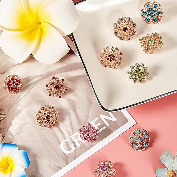 12 stk. krystallknappbrosjer, Rhinestone-knapper Skjerfspenne Blomsterbrosjer Nål Rhinestone Kit Dekorasjon