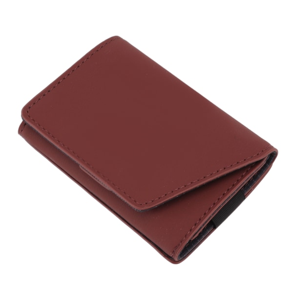 Minimalistisk lommebok Kredittkortholder i skinn Myntveske Bærbar multifunksjons kortholderlommebok for menn kvinner Brunaktig rød