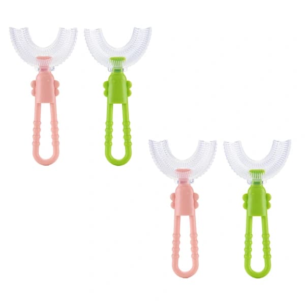 4-pack U-formade barntandborstar med silikonborst, massage för små barn
