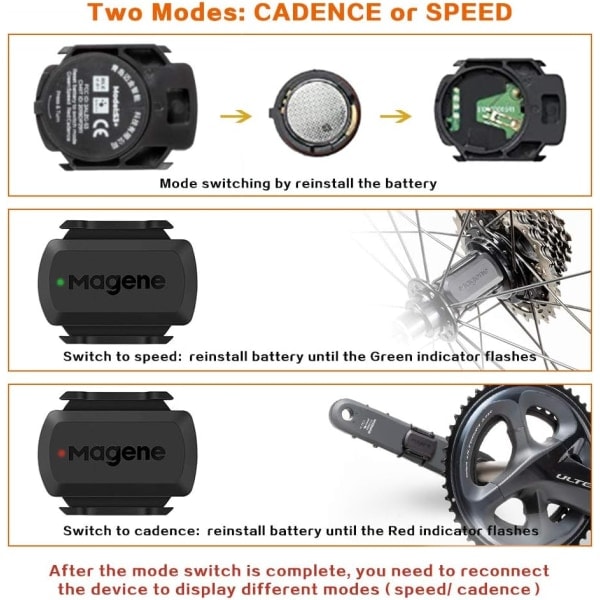 S3+ Cykelsensor til hastighed og kadence, Ant+ og Bluetooth 4.0 Wir（PA）