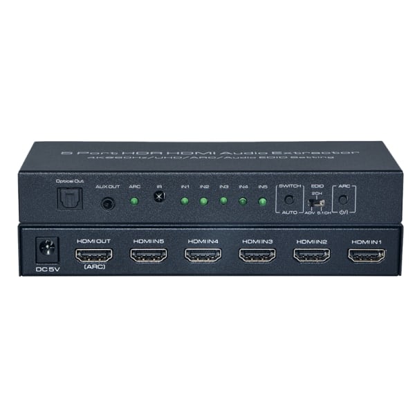 INF HDMI Switch 5x1 - 4K / 3D med fjärrkontroll Svart
