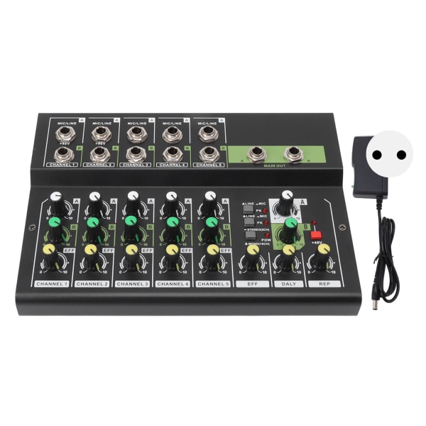 MIX5210FX 10-kanals effektmixer ljudkonsol Kompakt ljudstudiomixer ljudkort Bärbar digital mixer 100?240V EU-kontakt