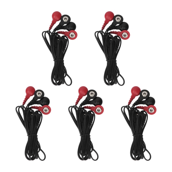 5 kpl Tensin vaihtojohtoja 4 napsautettavaa 4,6 jalkaa 2,5 mm:n meridiaanikäsittely TENS-yksikön elektrodijohdot musta punainen